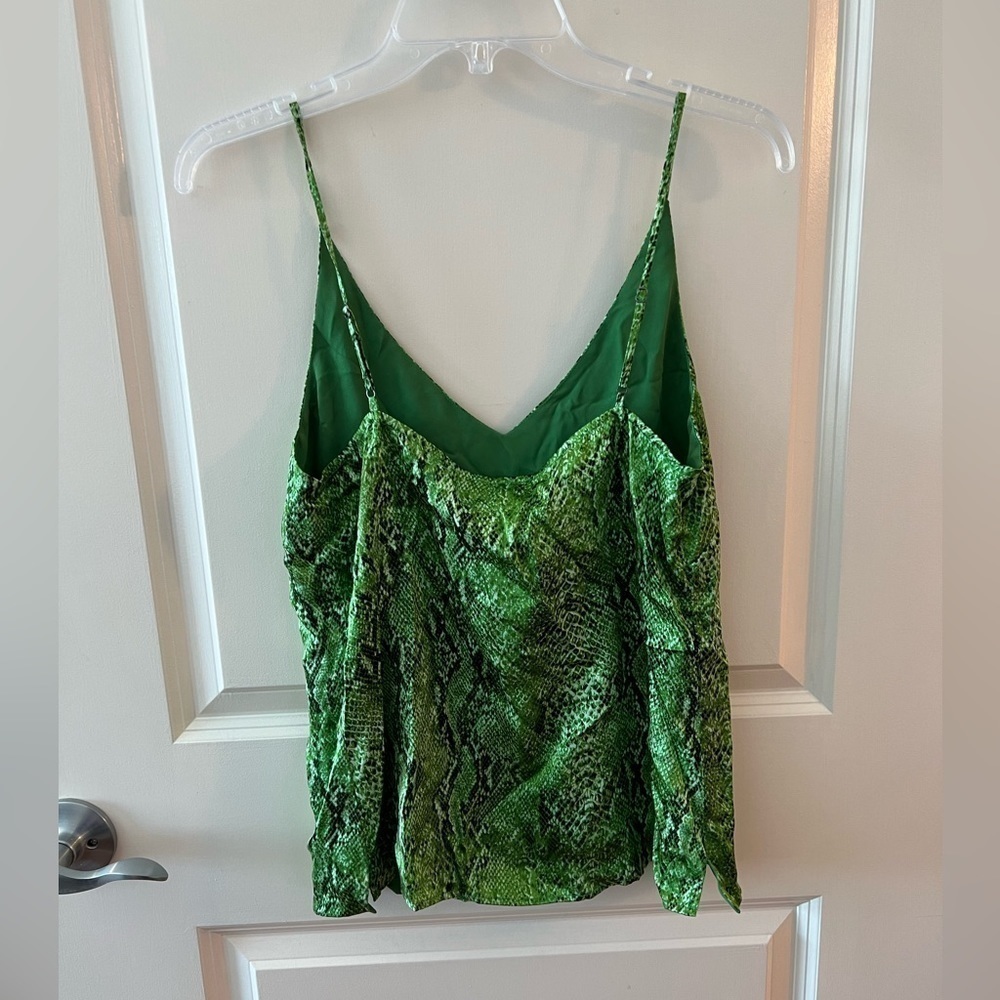L'agence Green Python Spaghetti Strap Silk Tank T… - image 7